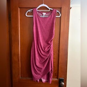 Leith Ruched Bodycon Tank Dress in Burgundy